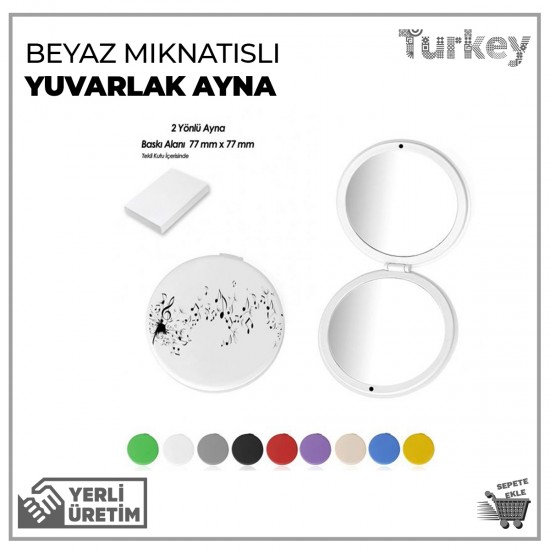 Yuvarlak Ayna Beyaz Mıknatıslı